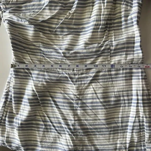 BB Dakota Womens Size 10 Romper Colleen One Shoulder Striped Blue White Ruffles - Picture 9 of 10